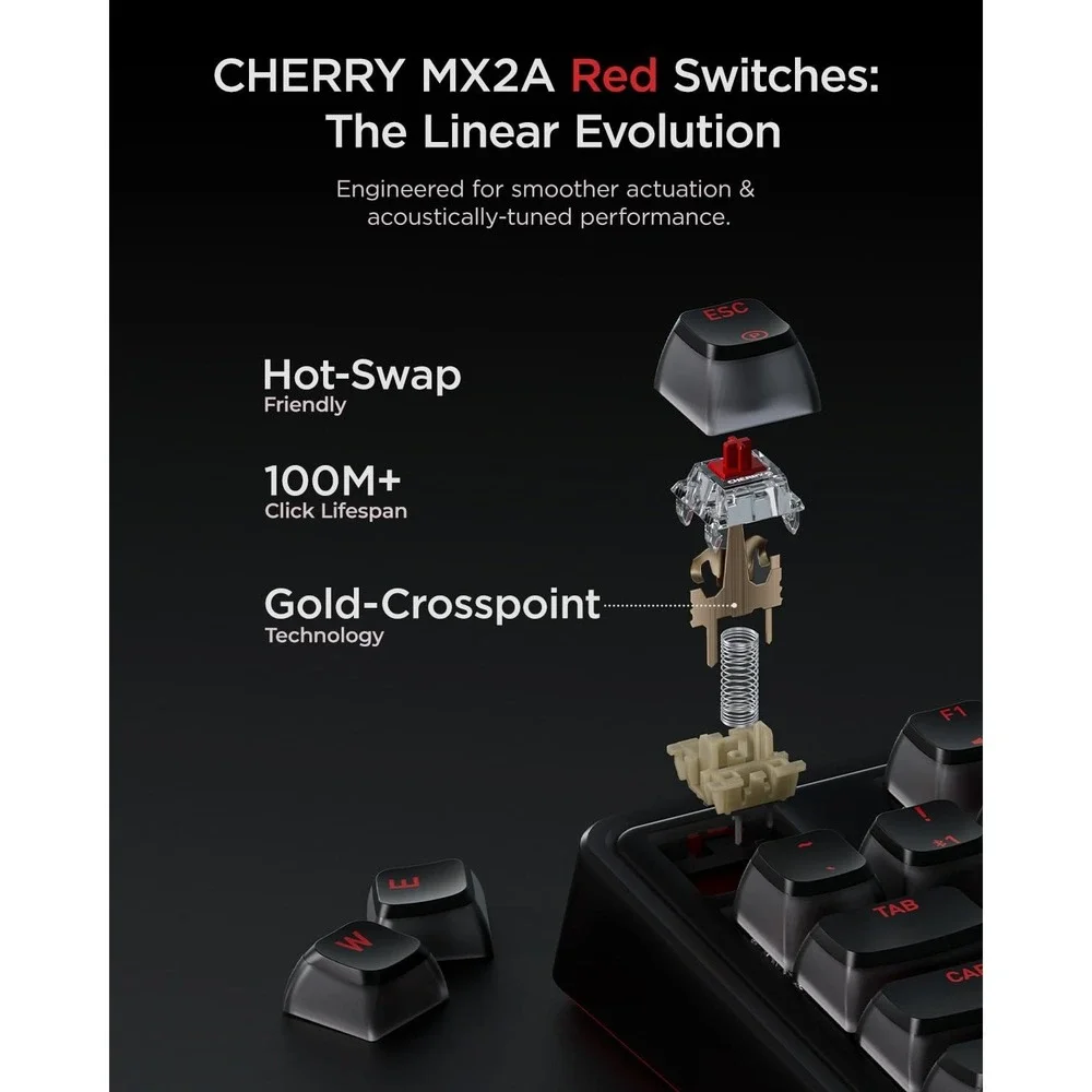 Wegear PIXIU 98 Mechanical Gaming Keyboard Cherry MX2A Red Switches 8K Hz‎ RGB